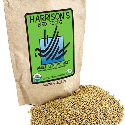 Harrison's Bird Foods Bird Food Adult Lifetime Fine Certified Organic Non-GMO Formula Bird Food 1lb