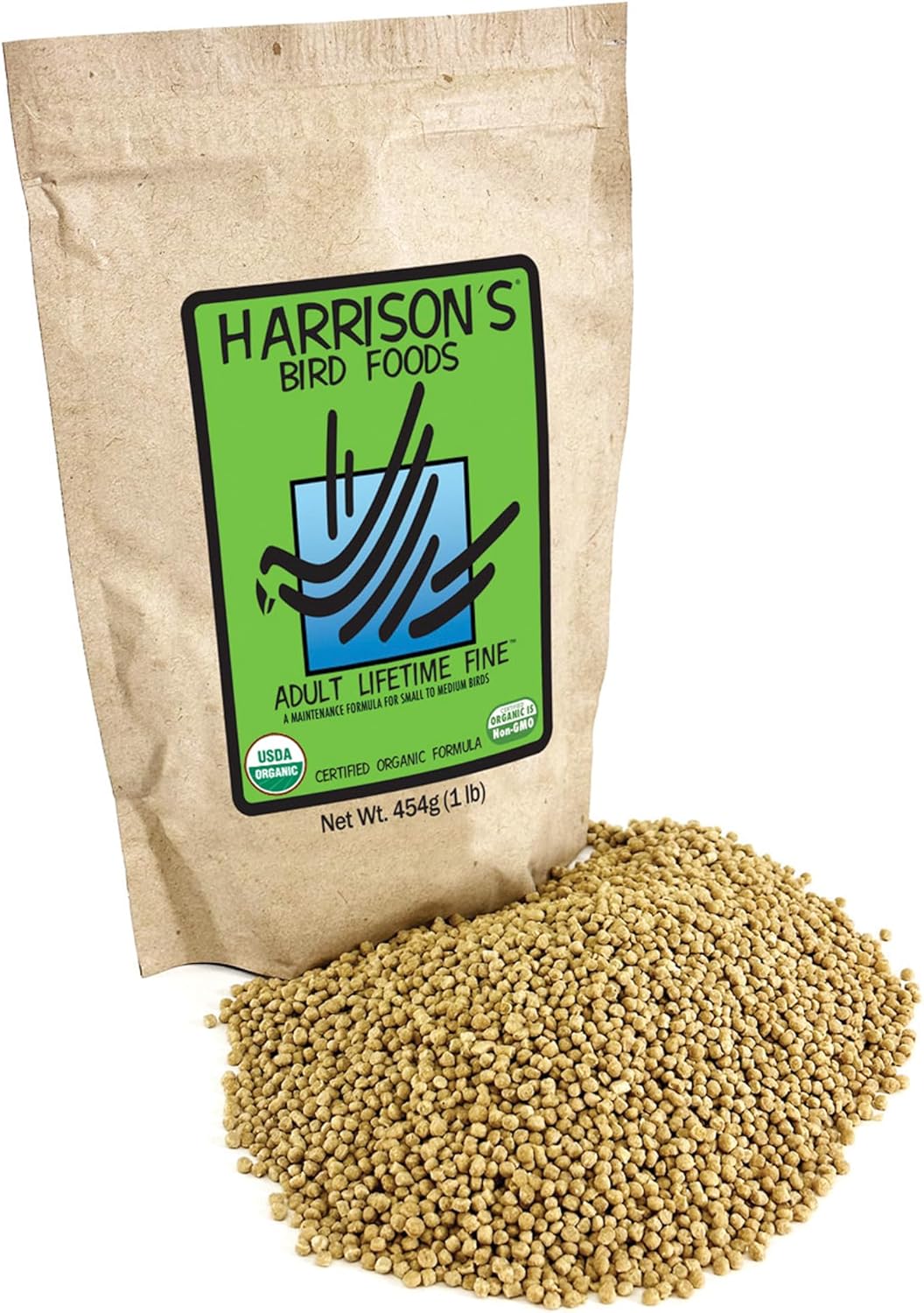 Adult Lifetime Fine Certified Organic Non-GMO Bird Food, 1 lb