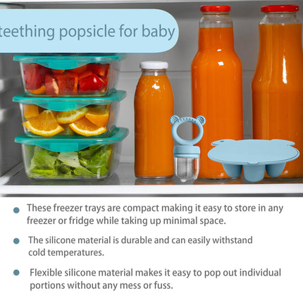 Baby Food Feeder Pacifier with Breast Milk Popsicle Teether-Silicone Forage Feeder for Babies-Breastmilk Storage Container and Freezer Tray-Teething Popsicle Molds