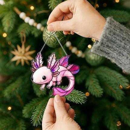 Axolotl Christmas Ornament, Beach Ornaments for Tree, Sea Turtle Gift for Women, Beach Gifts for Women, Christmas Stocking Stuffers Ideas, White Elephant Gifts (Axololt)