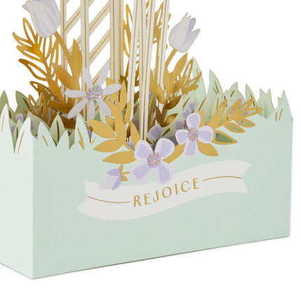 Hallmark Paper Wonder Religious Pop-Up Card (Rejoice, Gold Cross with Purple Flowers) for Easter, Confirmation, First Communion