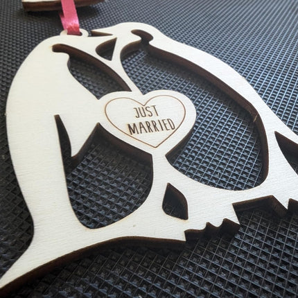 Penguin Wedding Card with Heartfelt Story and a Wooden Windcatcher Keepsake (Wedding)