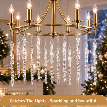 25PCS Christmas Icicle Ornaments,Acrylic Crystal Clear Icicle for Xmas Tree