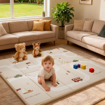 Baby Play Mat, 71 x 79 Inch Floor Mat with XPE Foam,Foldable & Reversible Baby Floor Play Mat , Perfect Baby Foam Playmat for Baby Playpen, Waterproof PlayMats for Babies, Infants,Indoor& Outdoor