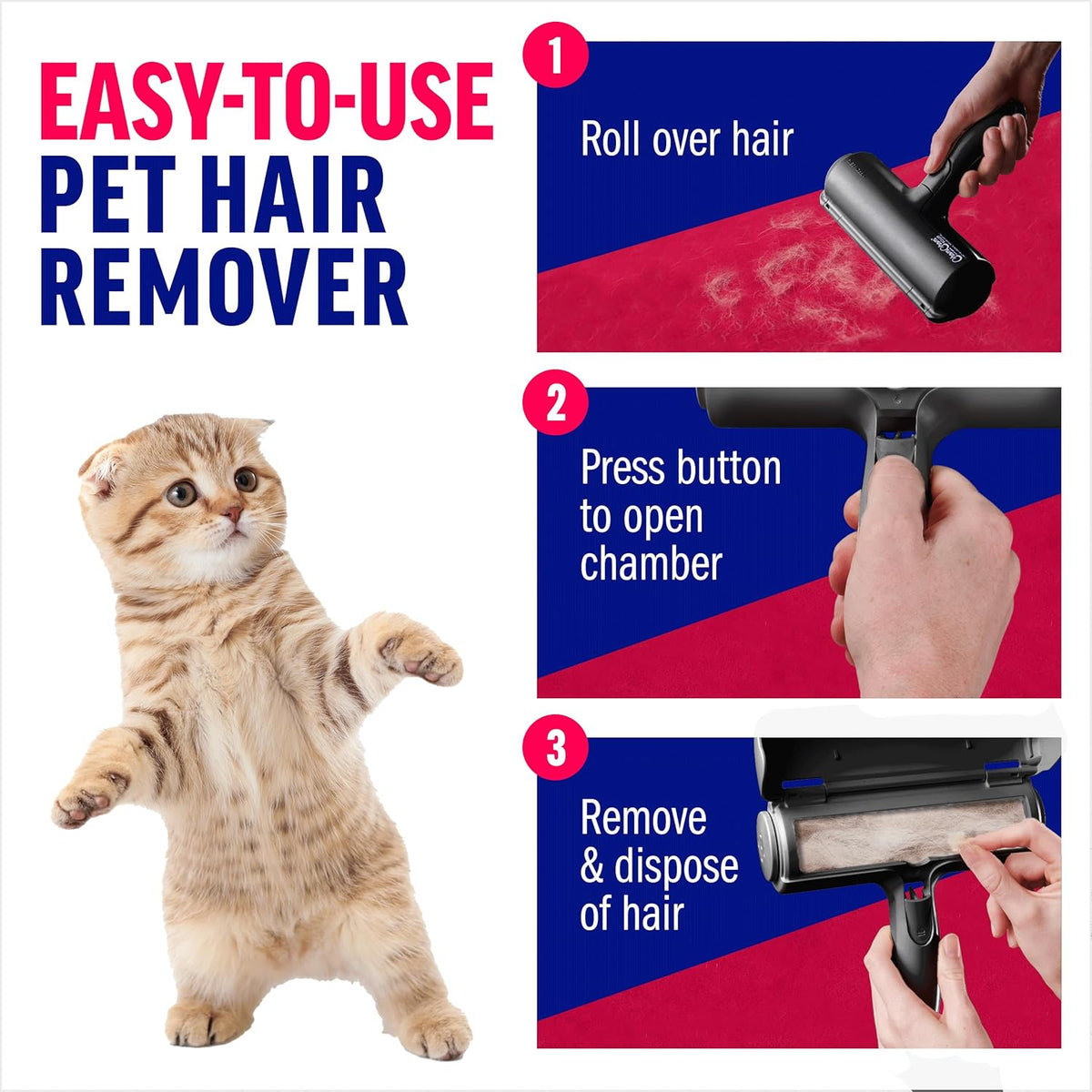 Roller Pet Hair Remover – Original Size Reusable Lint Roller for Cat & Dog Hair on Furniture, Couch - photo 3