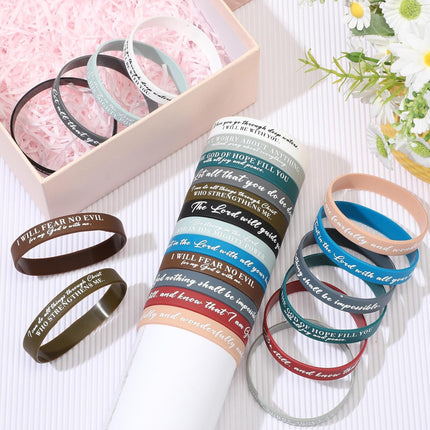 48 Pcs Bible Verse Christian Bracelets Silicone,Classic Color