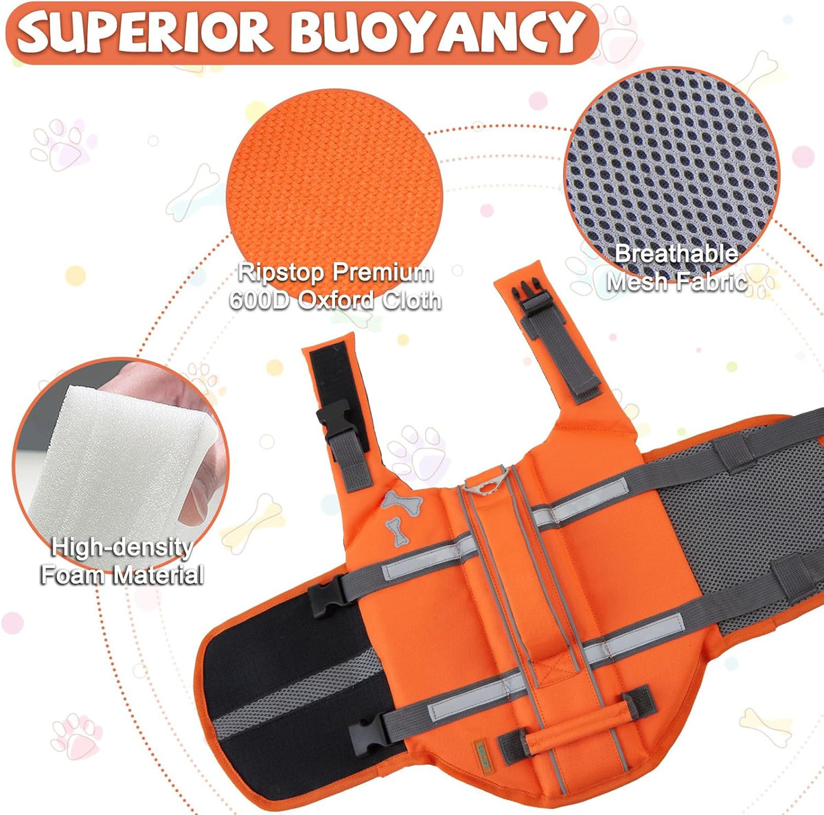 Dog Life Jacket, Dogs Life Vests for Swimming - photo 3