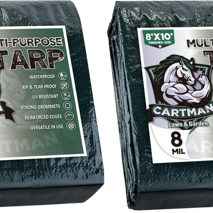 8x10Ft Multipurpose Waterproof Poly Tarp Cover 8 Mil, Green