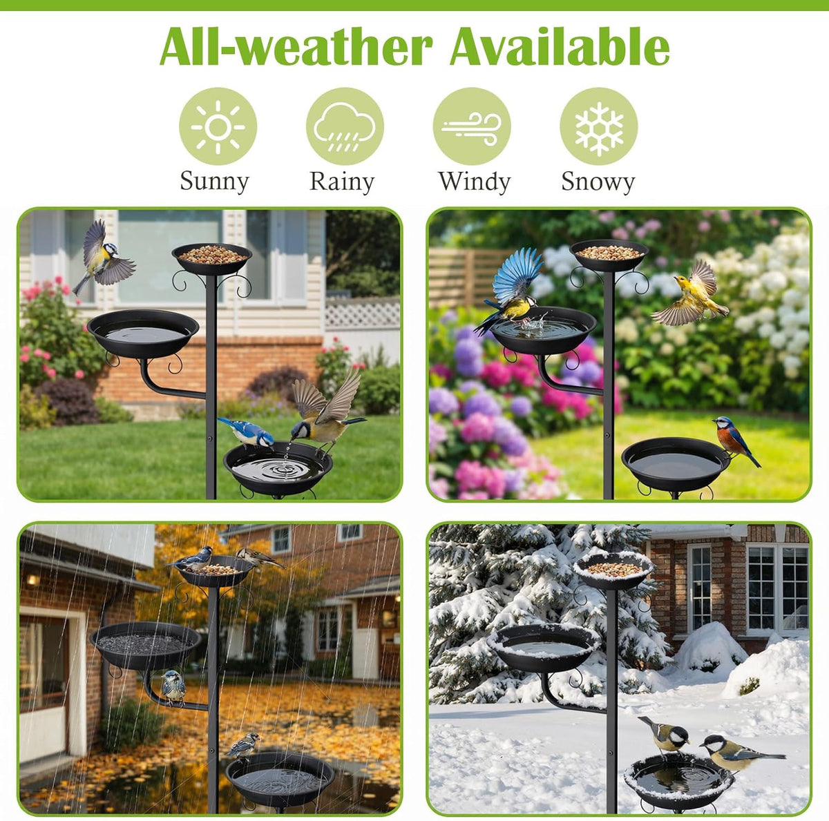 Bird Bath for Outside, 47in Metal Freestanding Birdbaths & Birdfeeder - photo 4