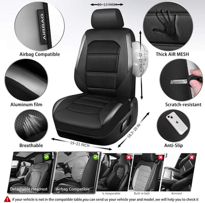 Memory Foam Front Car Seat Covers, Black/Grey - photo 4