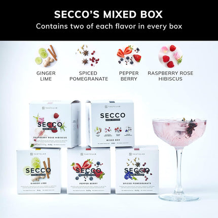 Secco Drink Infusion Signature Variety Box - Pack of 8 Botanical Sachets for Cocktail, Mocktail & Vodka Mixers - Mixologist Standards Alcohol Infusions for All Home Bartending Enthusiasts
