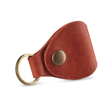Leather Guitar Pick Holder Keychain, Guitar Pick Holder Case Bag, Plectrum Key Fob Cases Bag, Gift for Guitar Players Cognac