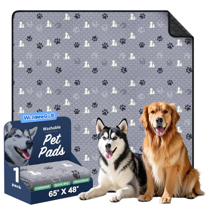 Washable Pee Pads for Dogs, Waterproof, 18 x 24 in, 4 Pack, Gray
