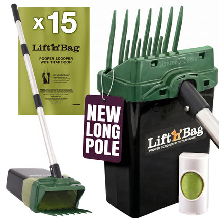 Lift N' Bag Dog Pooper Scooper with 22" Pole, 15 Bags