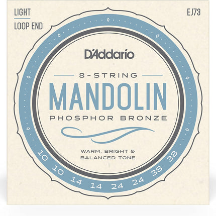 Mandolin Strings, Phosphor Bronze, Light Gauge 10-38, 8-String Set, Pack of 1