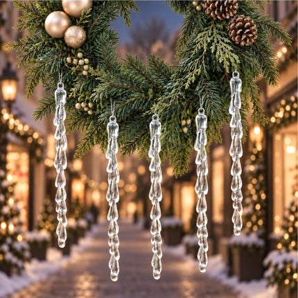 25PCS Christmas Icicle Ornaments,Acrylic Crystal Clear Icicle for Xmas Tree