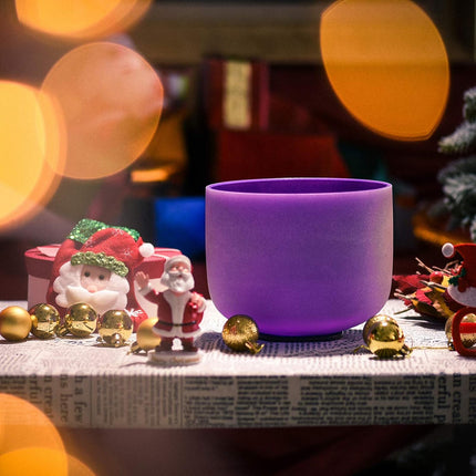 Purple B Note Crystal Singing Bowl Crown Chakra 8 inch with Suede Mallet