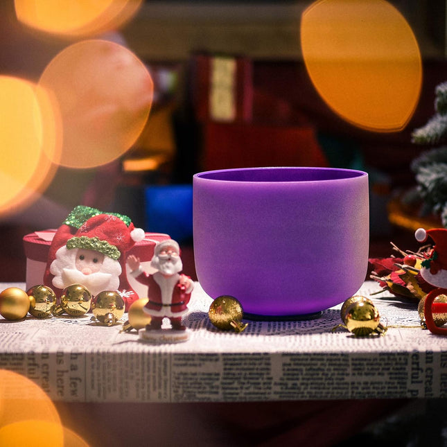Purple B Note Crystal Singing Bowl Crown Chakra 8 inch with Suede Mallet - photo 2