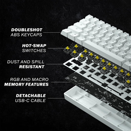 HK GAMING GK61 Mechanical Gaming Keyboard - 61 Keys Multi Color RGB Illuminated LED Backlit Wired Programmable for PC/Mac Gamer (Gateron Optical Black, White)