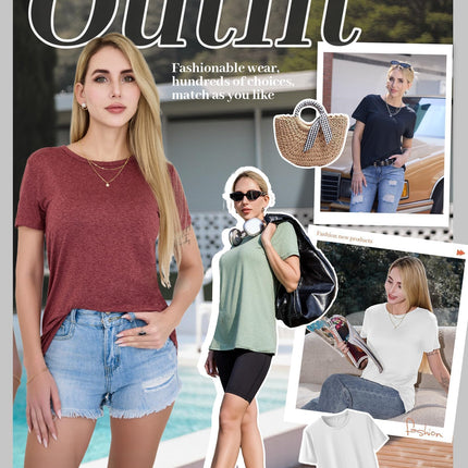 3 Pack Womens T-Shirts Short Sleeve Summer Tops Soft Basic Tees 2026