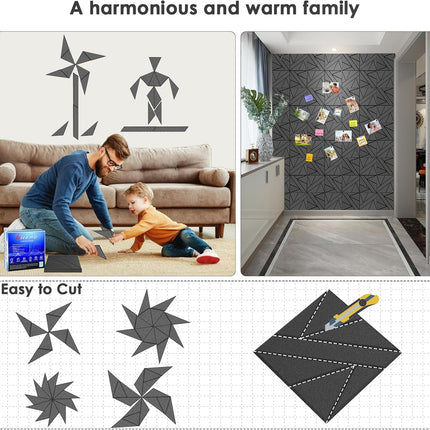 8 Pack Self-Adhesive Soundproof Wall Panels, 12 x 12 x 0.47 in Sound Proof Foam Panels for Walls, 1.2lb/ft³ High Density, Thicker 0.47in, Acoustic Panel, Peel and Stick Wall Panel Studio Black