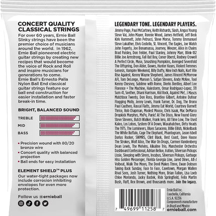 Ernie Ball Ernesto Palla Black & Gold Ball-End Classical Guitar Strings 3-Pack, 28-42 Gauge (P03409)