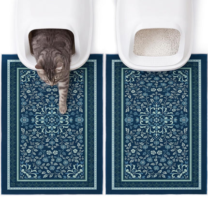 Cat Litter Mat, 2 Pack 33" x 22" Machine Washable for Litter Boxes