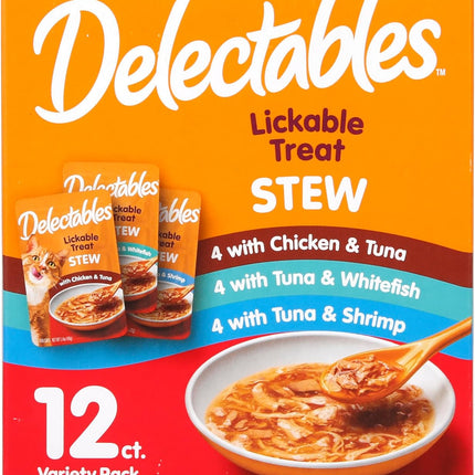 Hartz Delectables Stew Lickable Wet Cat Treats for Adult & Senior Cats, Variety Pack, 1.4 Ounce (Pack of 12)