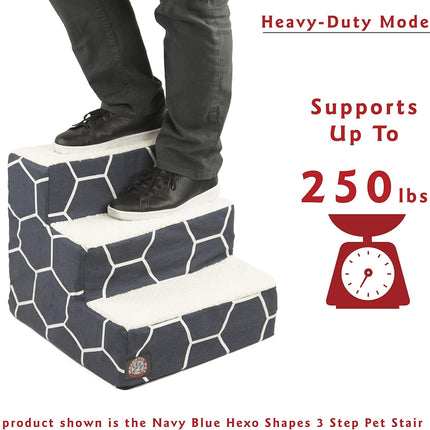 Majestic Pet 3 Step Portable Dog Stairs for Small Dogs to Get on Bed Supports 250 lbs or Less – Dog Steps for High Bed with Machine Washable Cover –Pet Stairs for Cats Boho Arrow Navy Blue