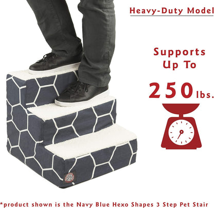 3-Step Portable Pet Stairs with Washable Navy Cover - photo 2