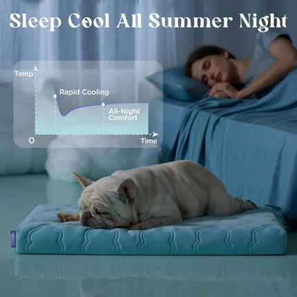 LE SURE Cooling Dog Beds Large Sized Dog, Q-Max>0.5 Cooling Mat with Removable Washable Cover, Breathable Orthopedic Egg Crate Foam Non-Slip Summer Pad for Active/Senior/Long-Haired Pets, 35x22 Inch