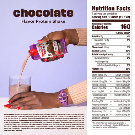 Shake, Chocolate, 30g Protein, No Added Sugar, 24 Vitamins & Minerals to Support Immune Health, 11 fl oz, 12 Pack