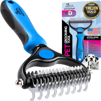 Double-Sided Pet Deshedding & Dematting Brush — Undercoat Rake for Dogs and Cats