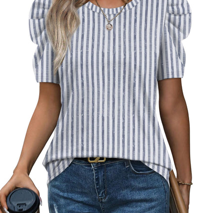 Summer Tops for Women Puff Sleeve Crewneck T Shirts Casual Blouses Spring Outfits Fashion Clothes