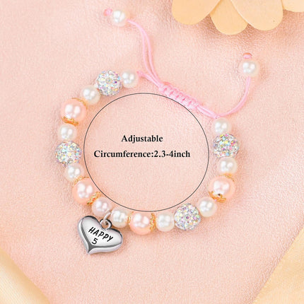 Sereney Birthday Gifts for Girls, Beaded Bracelets as 1/2 1 2 3 4 5 6 7 8 9 10 11 12 13 14 15 16 Year Old Birthday Gift, Adjustable Cross/Pearl Bracelet as Happy Birthday Gifts for Daughter