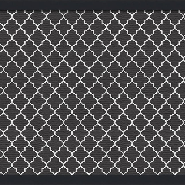 24x16 Custom Cork Bulletin Board Quatrefoil Black Poster Board with a Canvas Style Photo Board, Framed in Satin Black (