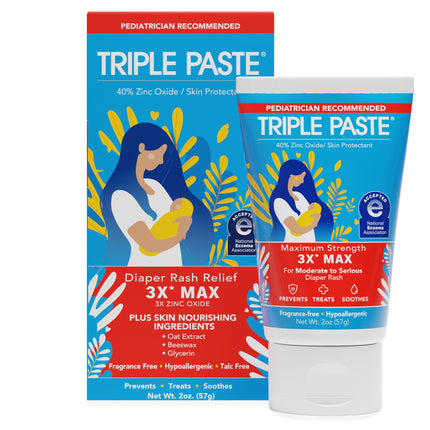 3X Max Strength Diaper Rash Ointment, 40% Zinc Oxide, 6 oz