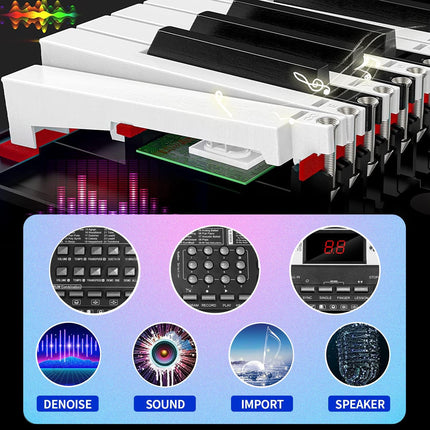 61 Keys Electronic Digital piano, Portable Keyboard Piano with Built-in Speaker and Microphone, Sheet Stand and Power Supply, Keyboard Piano Teaching Gift for Beginners Eelectric
