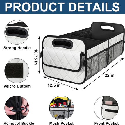 Deosk Trunk Organizer with 6 Pockets - Car Storage Accessory for SUVs, Minivans, and Trucks - 50L Waterproof Polyester (Medium, Beige)