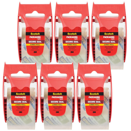 Scotch Secure Seal Ultra Clear Packaging Tape, 6 Rolls Clear Packing Tape for Lighter Shipping Boxes, 1.88 in x 50 yd, Transparent Carton Sealing Tape for Shipping, Mailing, Moving and Storage Boxes