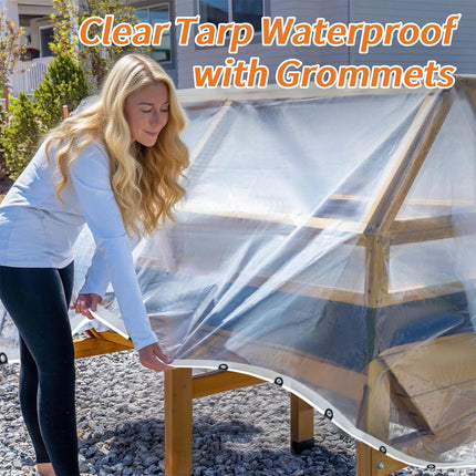 8x20ft Clear Tarps Heavy Duty Waterproof, Clear Tarp with Grommets