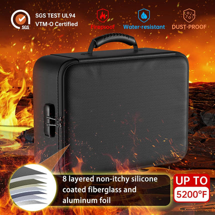 DocSafe 5200°F Document Organizer with Lock, Upgraded Heat Insulated Fireproof＆Water-Resistant Box 8 Layers File Organizer, Portable Home Travel Safe Storage for Important Documents and More