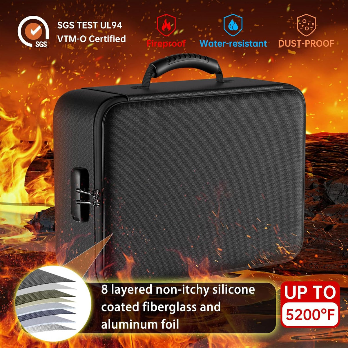 5200°F Fireproof & Water-Resistant Document Organizer with Lock - photo 2