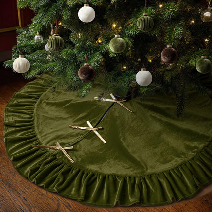 Falda de árbol de Navidad de terciopelo, 48 Inches, estilo moño, verde salvia