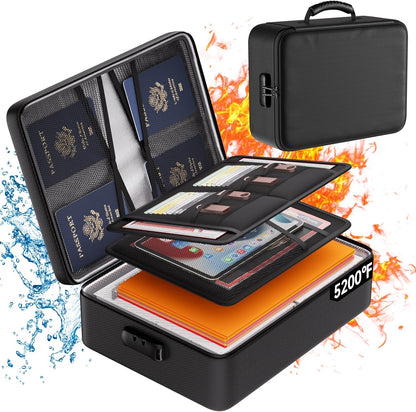 5200°F Fireproof & Water-Resistant Document Organizer with Lock