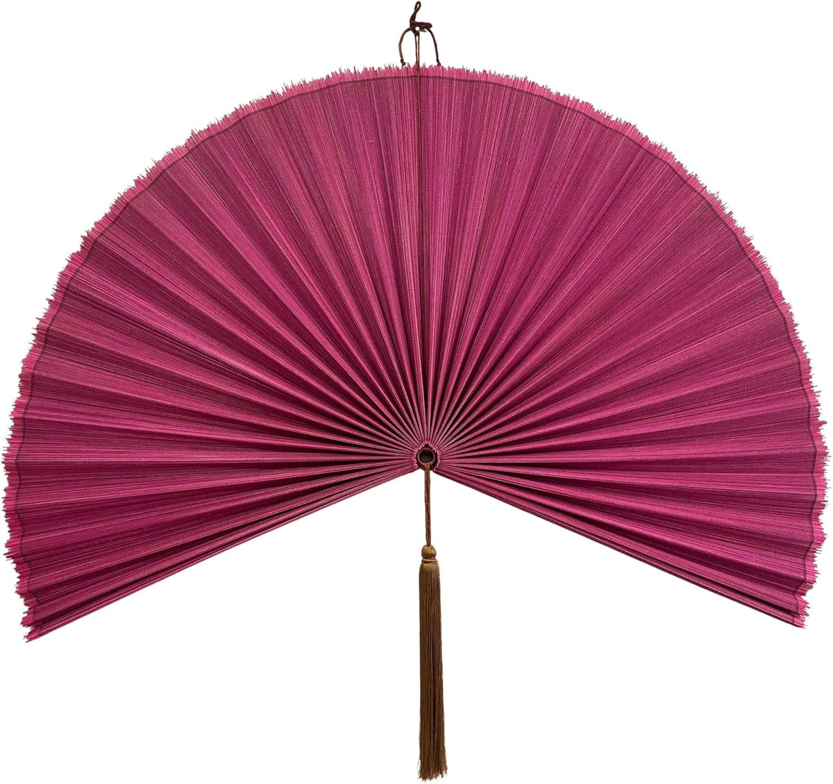 48-Inch Pink Bamboo Decorative Folding Fan Wall Art