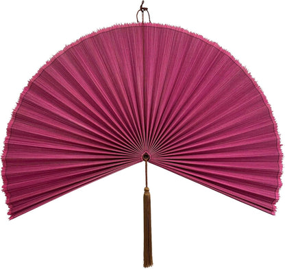 48-Inch Pink Bamboo Decorative Folding Fan Wall Art