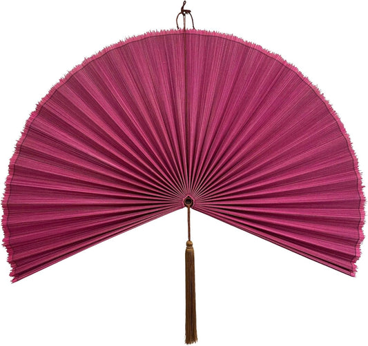 48-Inch Pink Bamboo Decorative Folding Fan Wall Art