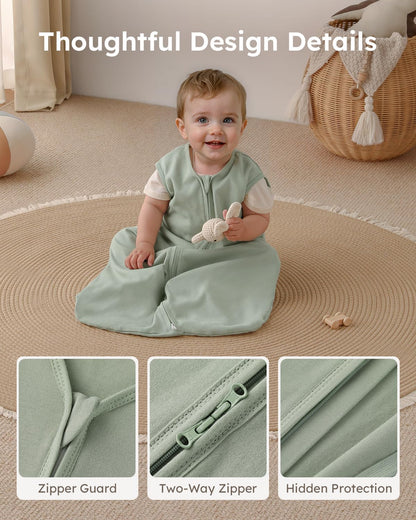 Baby Sleep Sack 0-6 Months Wearable Blanket for Babies 100% Organic Cotton 2-Way Zipper TOG 0.5 Toddler - photo 4