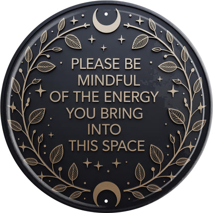 Letrero de metal Mindful Energy 8x8in redondo, placa inspiracional para decoración de pared de oficina, regalo positivo